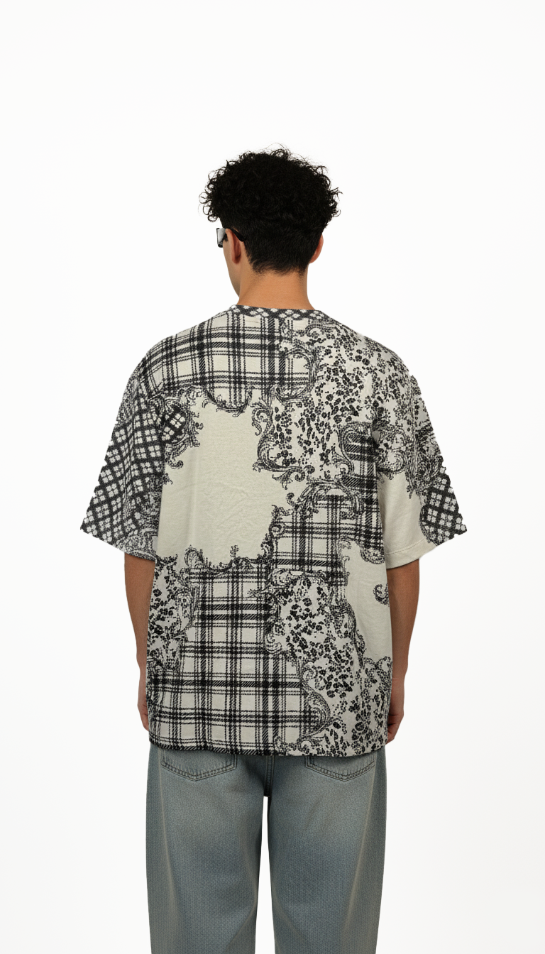 'Blackbook Pattern' Cotton Oversized T-Shirt