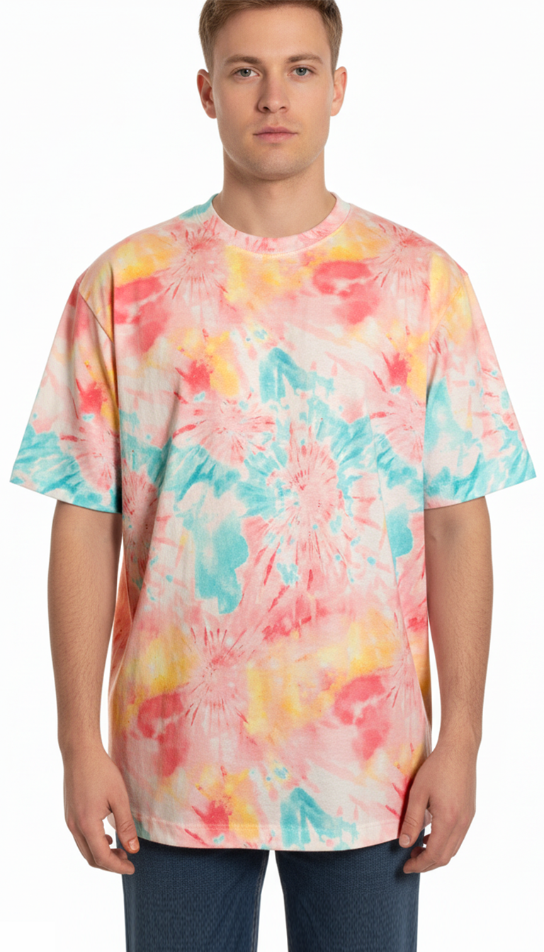 ‘Pastel Bloom’ Printed Cotton Oversized T- Shirt