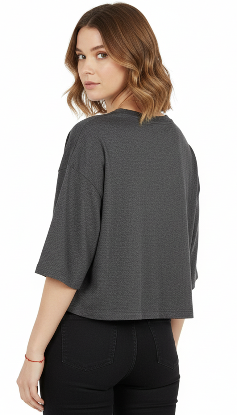 Dark Grey Cotton Oversized T-Shirt