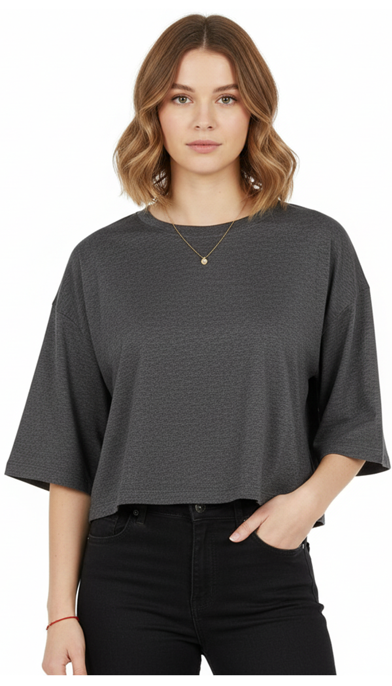 Dark Grey Cotton Oversized T-Shirt