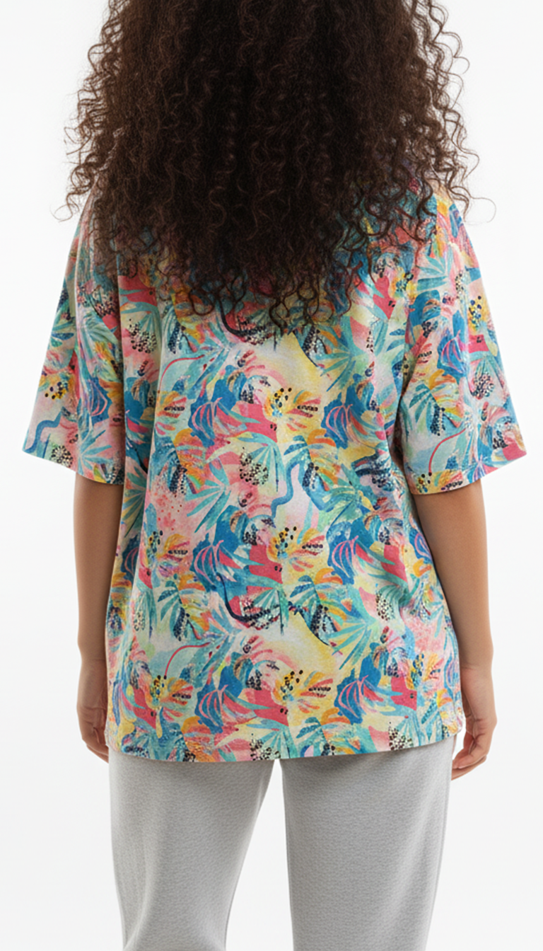 Abstract mixed Cotton Oversized T-Shirt