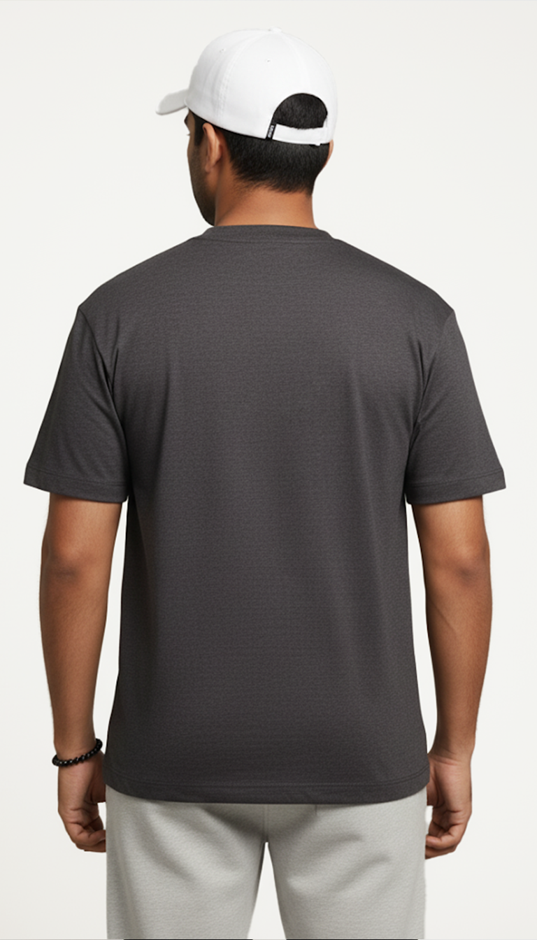 Dark Grey Cotton Regular T-Shirt