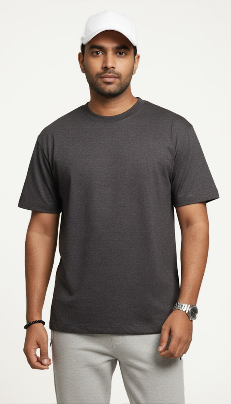 Dark Grey Cotton Regular T-Shirt